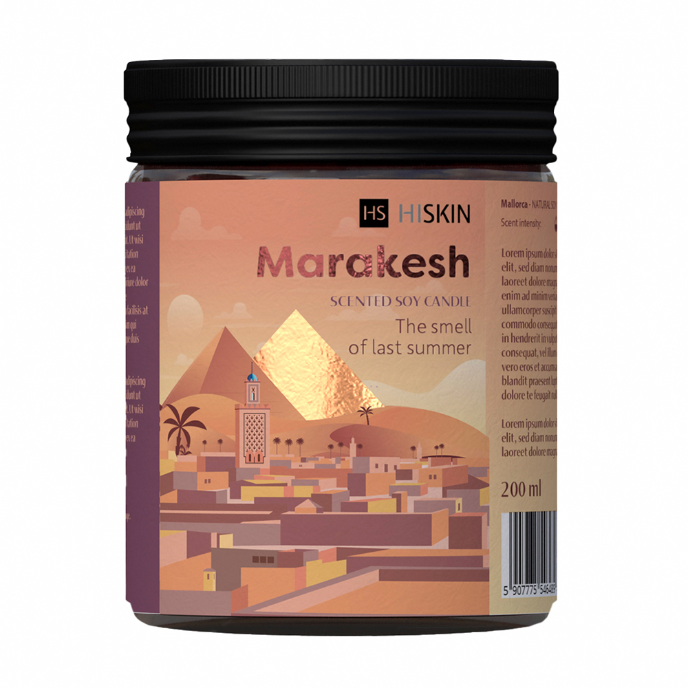 Hiskin Bon Voyage, świeca sojowa, Marakesh, 200 ml