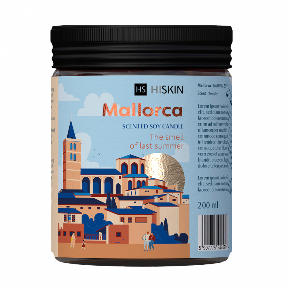 Hiskin Bon Voyage, świeca sojowa, Mallorca, 200 ml