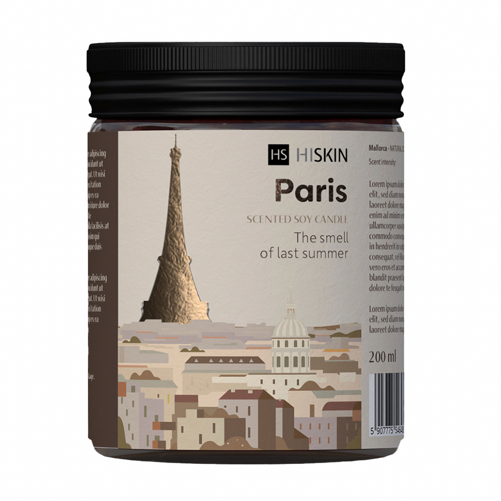 Hiskin Bon Voyage, świeca sojowa, Paris, 200 ml