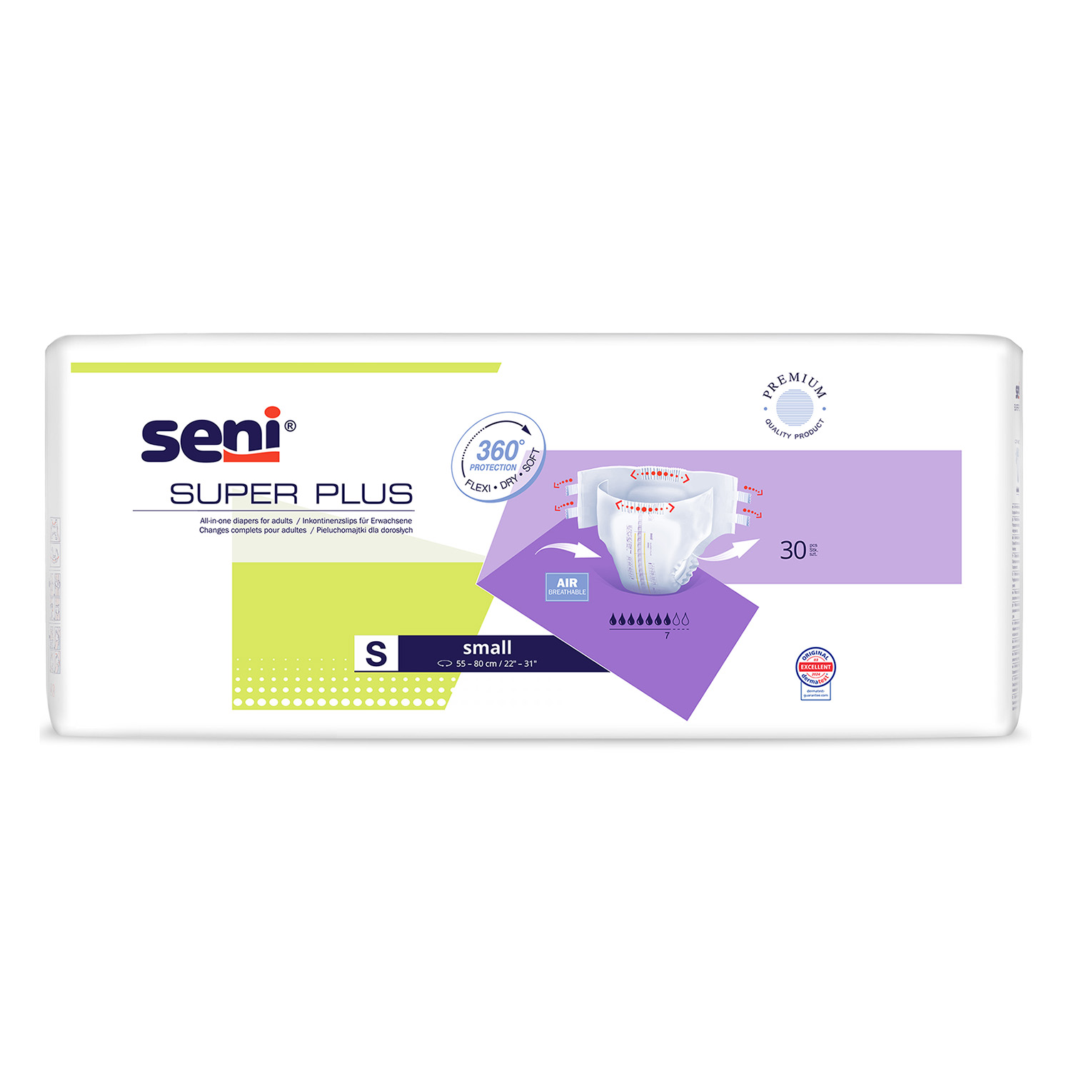 Seni Super Plus, pieluchomajtki, Small, 55-80 cm, 30 sztuk