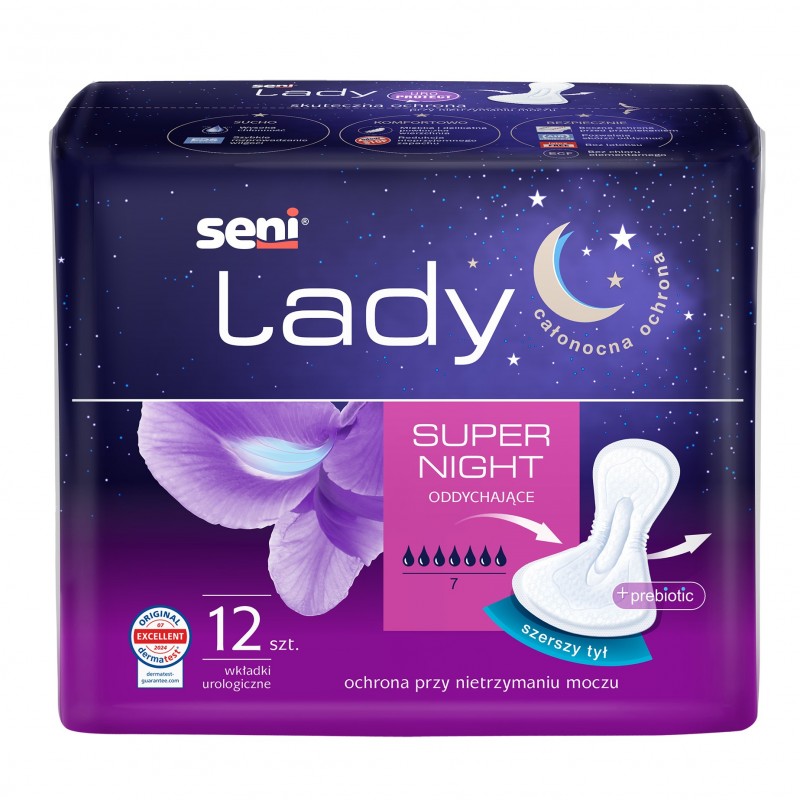 Seni Lady, wkładki urologiczne, Super Night, 12 sztuk
