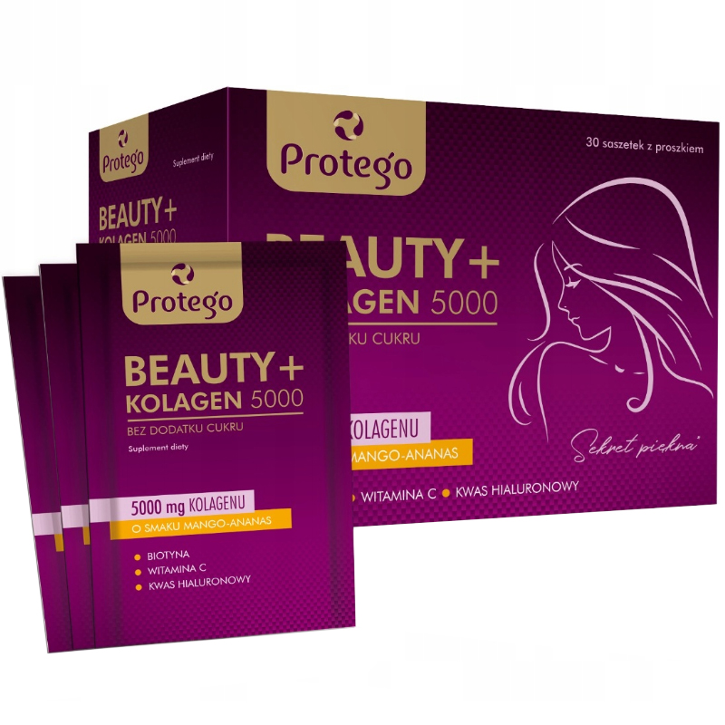 Protego Beauty+ Kolagen 5000, smak mango-ananas, 30 saszetek