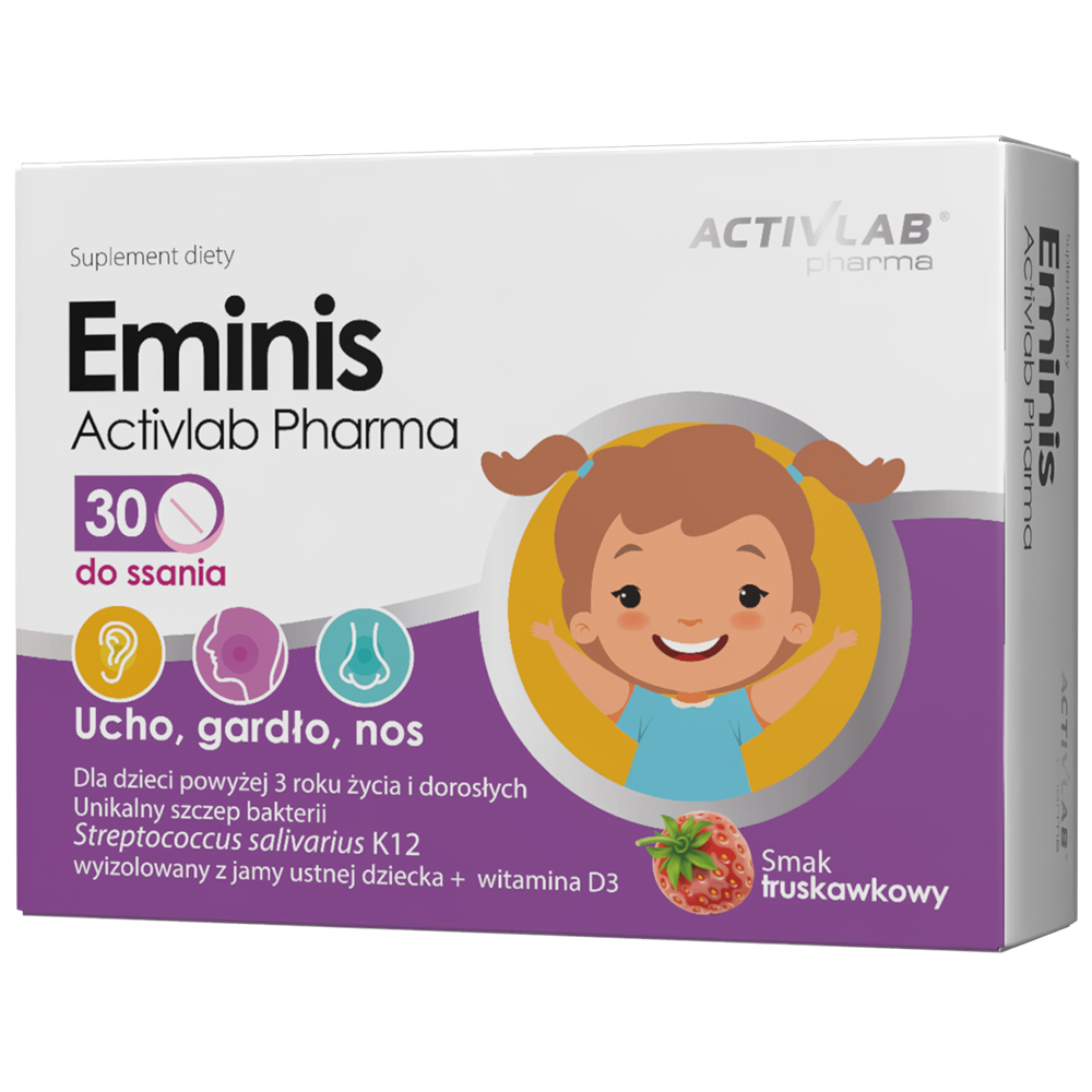 Activlab Pharma Eminis, smak truskawkowy, 30 tabletek do ssania