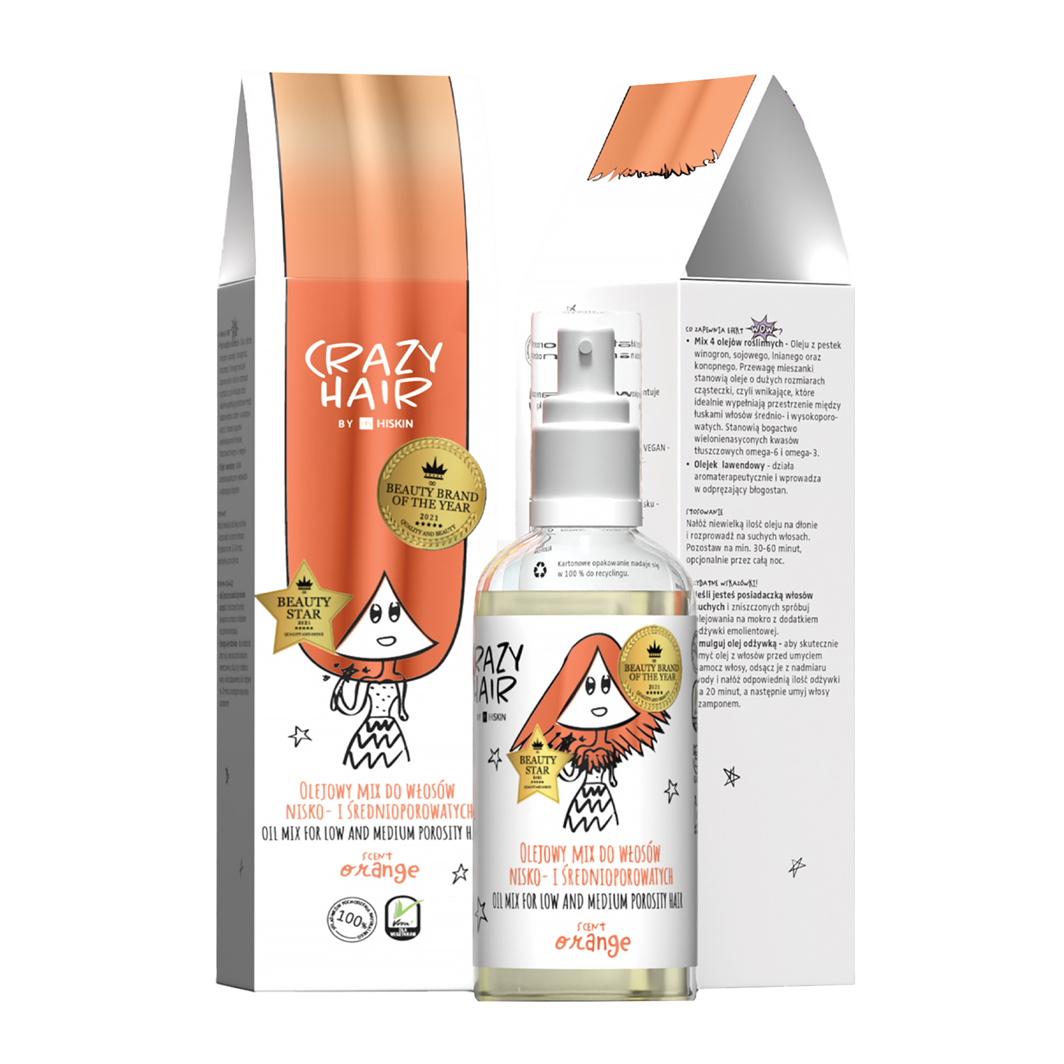 Hiskin Crazy Hair, mix olejowy, pomarańcza, 100 ml