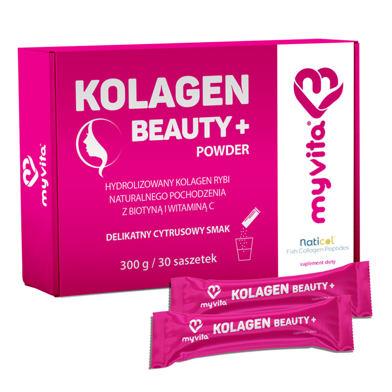 MyVita Kolagen Beauty+, smak cytrusowy, 10 g x 30 saszetek