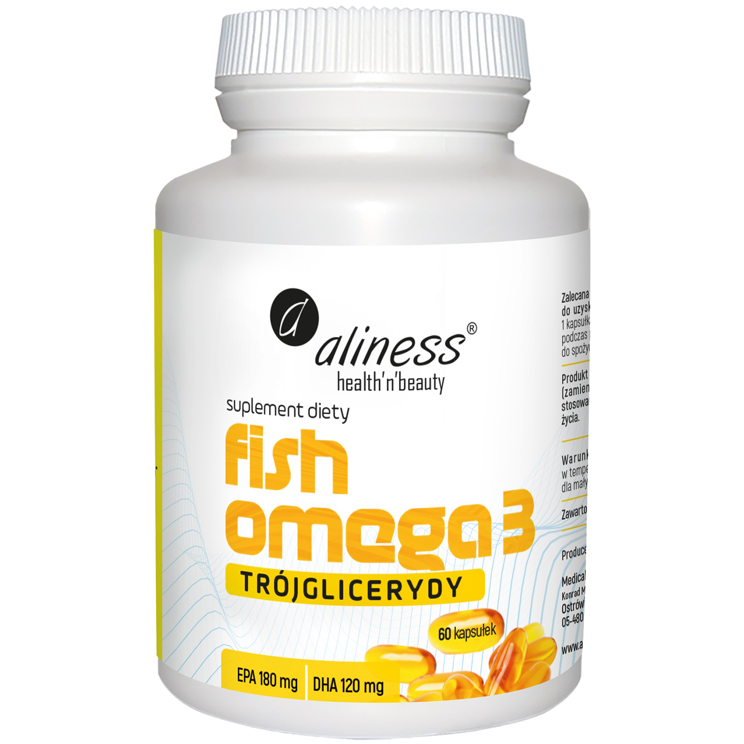 Aliness Fish Omega3 Trójglicerydy 180/120 mg, 60 kapsułek
