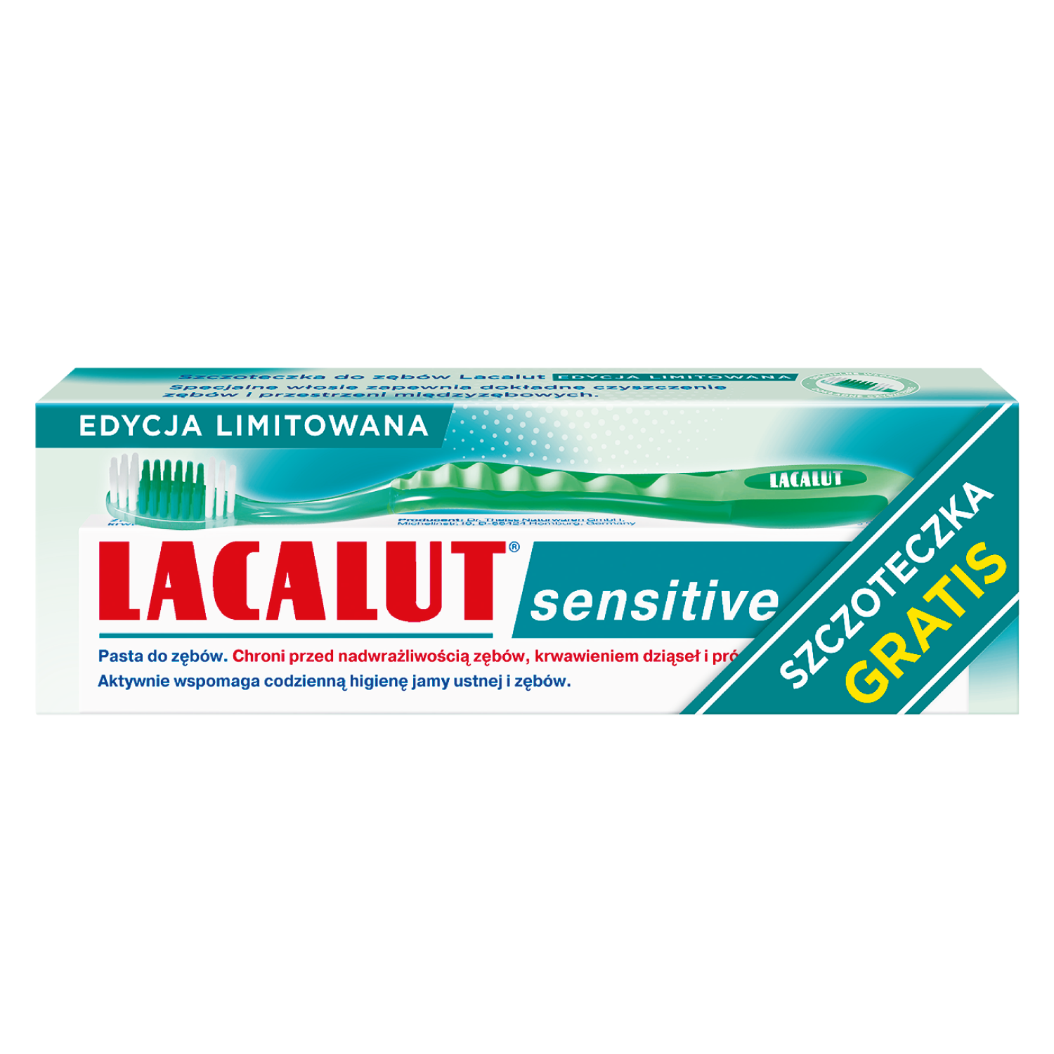 Zestaw Lacalut Sensitive, pasta do zębów wrażliwych, 75 ml + szczoteczka do zębów gratis