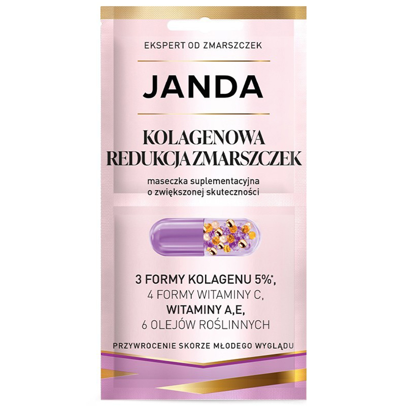 Janda Pharma Kolagenowa Redukcja Zmarszczek, maseczka suplementacyjna o zwiększonej skuteczności, 2 x 4 ml