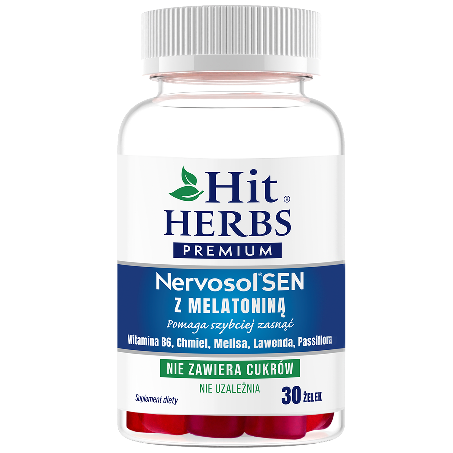 Hit Herbs Premium Nervosol Sen z melatoniną, 30 żelek
