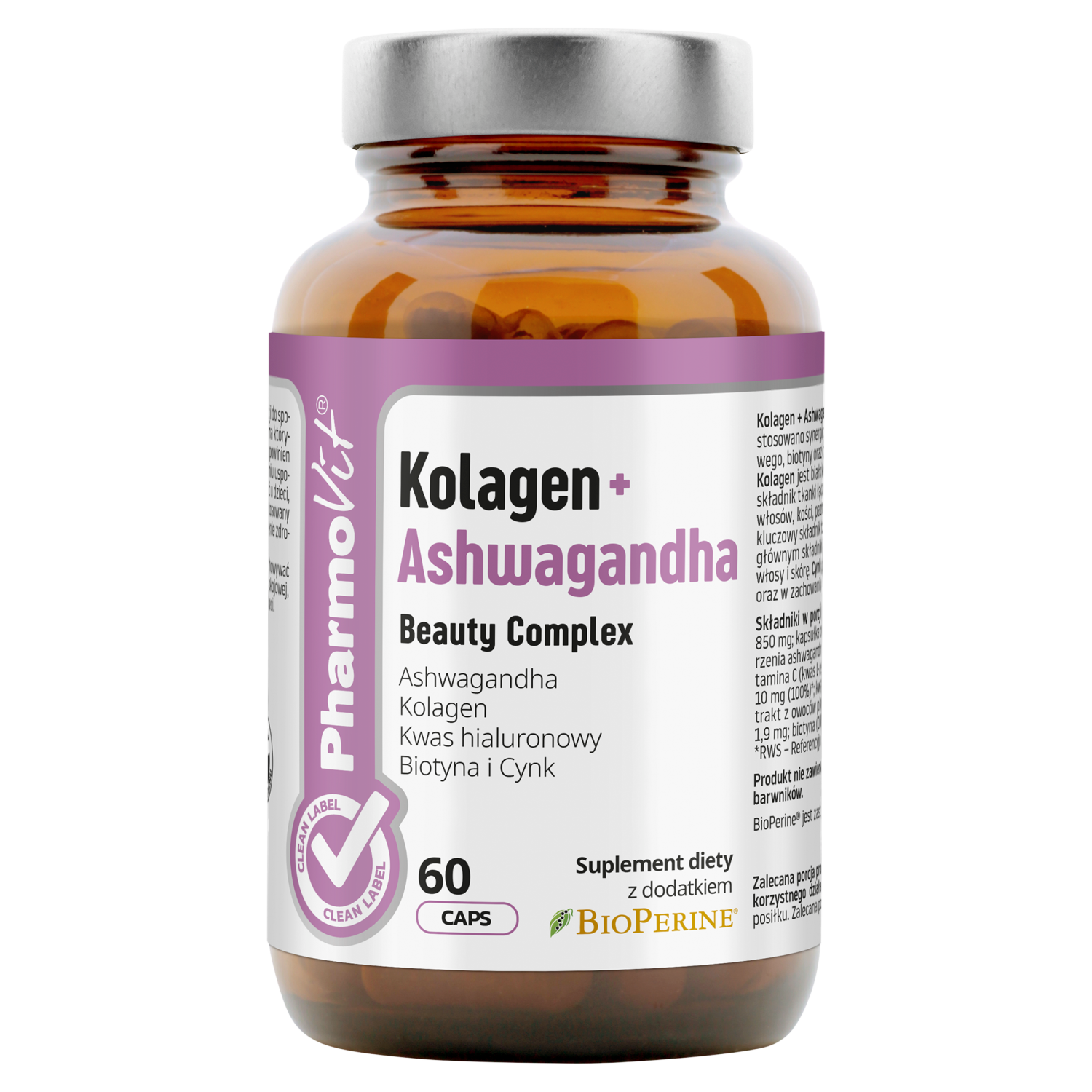 PharmoVit Kolagen + Ashwagandha Beauty Complex, 60 kapsułek