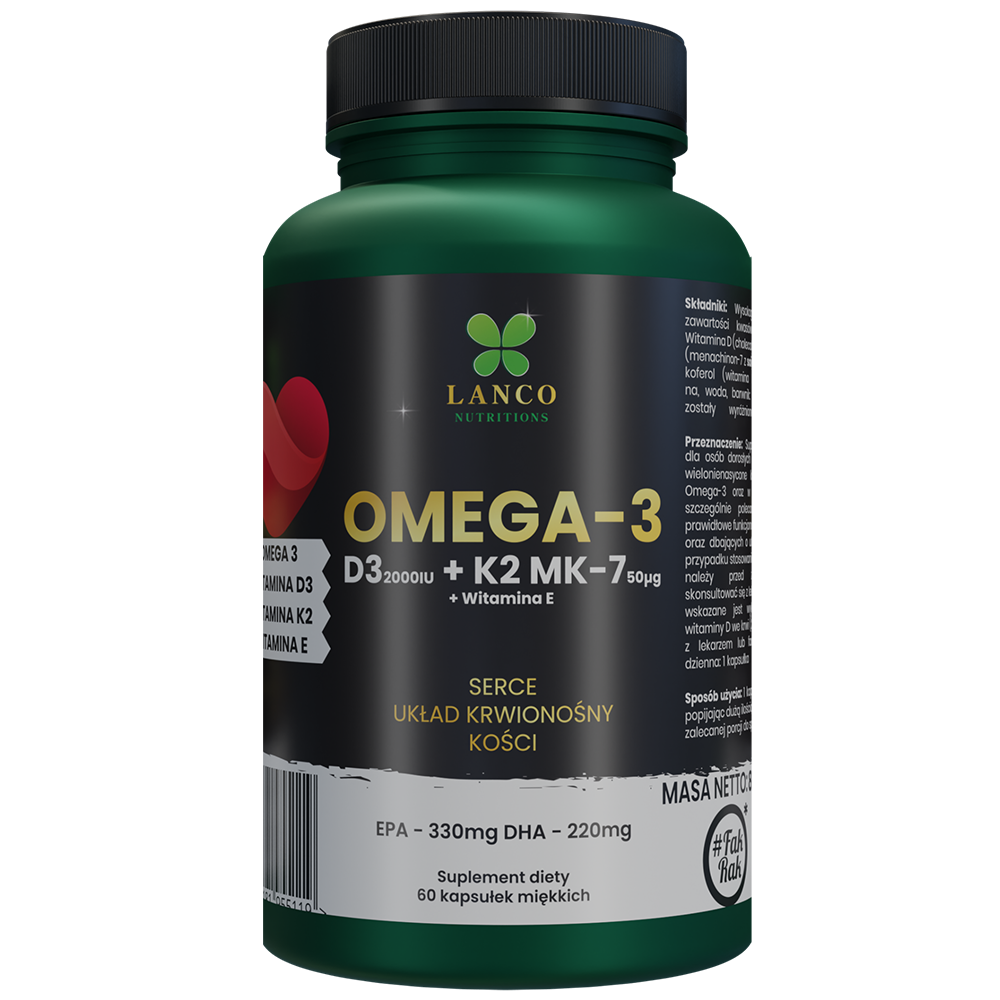 Lanco Nutritions Omega-3 + D3 + K2 MK-7, 60 kapsułek