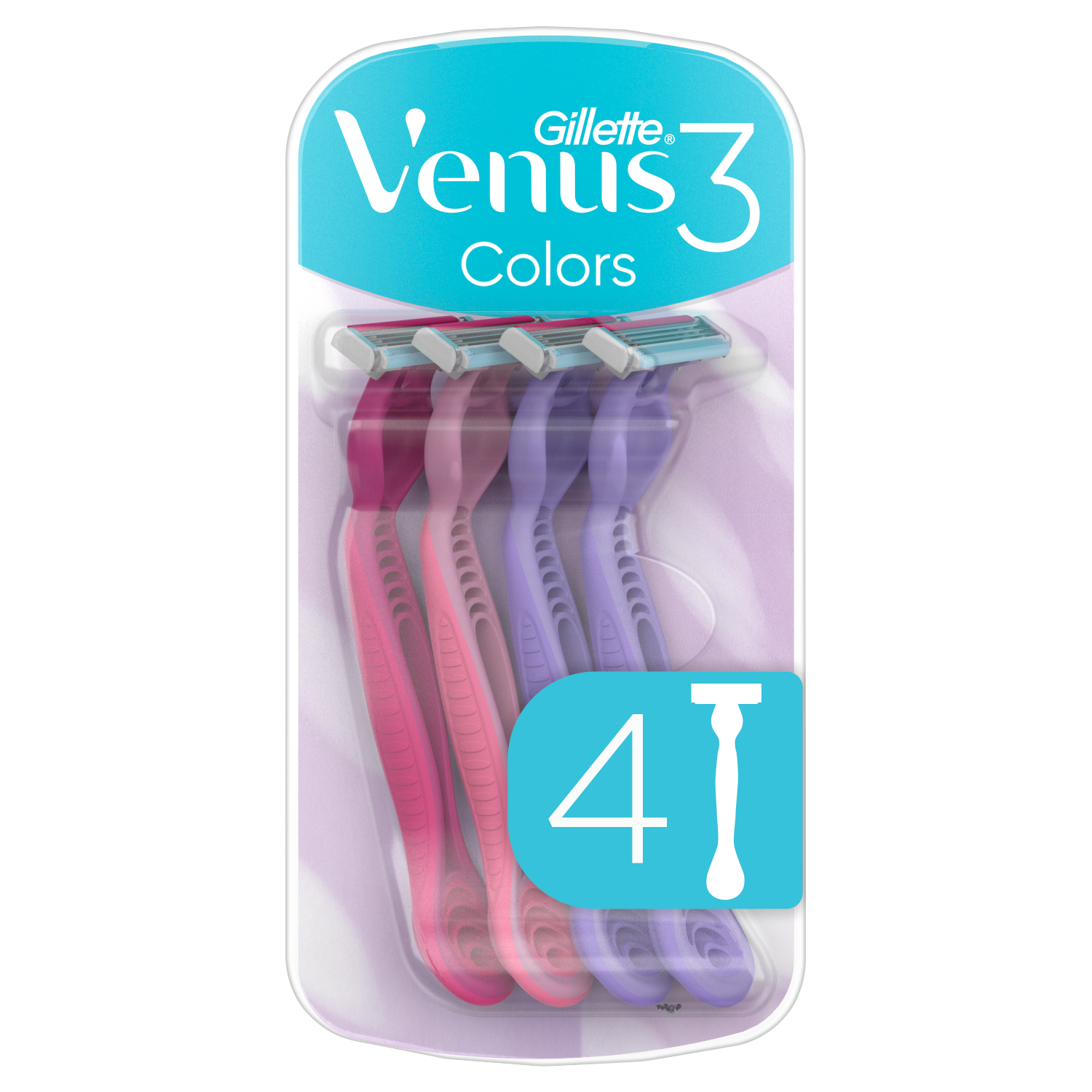Gillette Venus 3 Colors, maszynka do golenia dla kobiet, jednorazowa, 4 sztuki