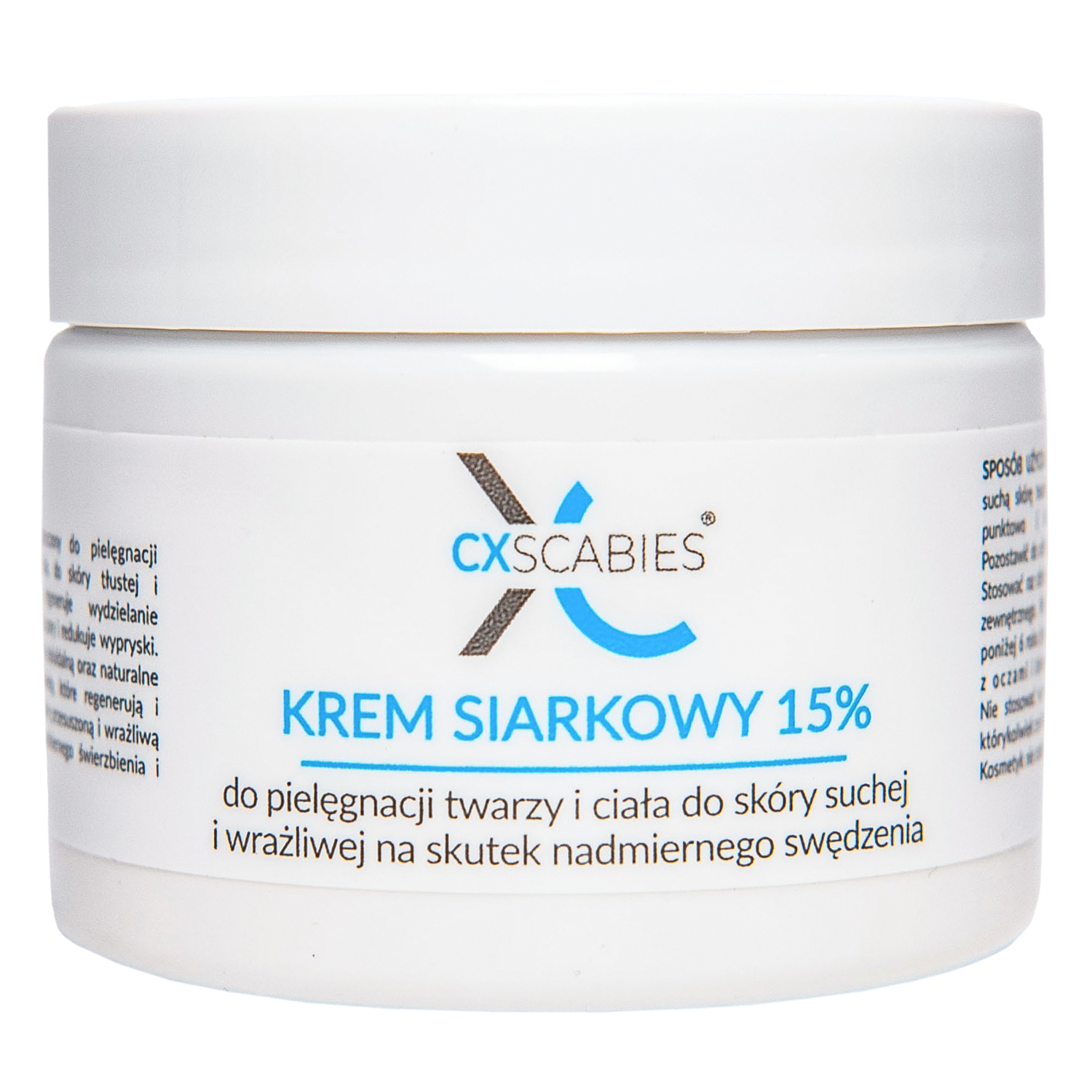 CxScabies Krem siarkowy 15%, krem do pielęgnacji twarzy i ciała, do skóry suchej i wrażliwej, 87 ml