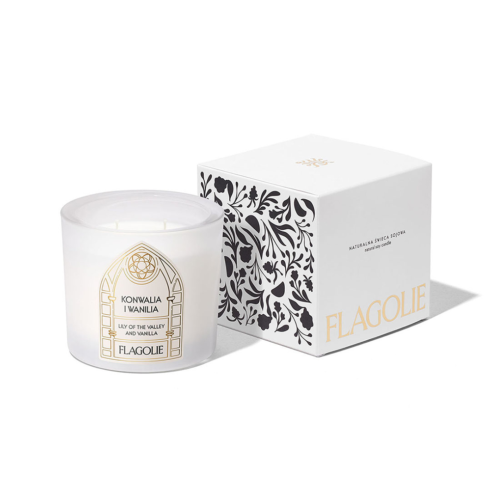 Flagolie Celebrate, zapachowa świeca sojowa, Konwalia i Wanilia, 170 g