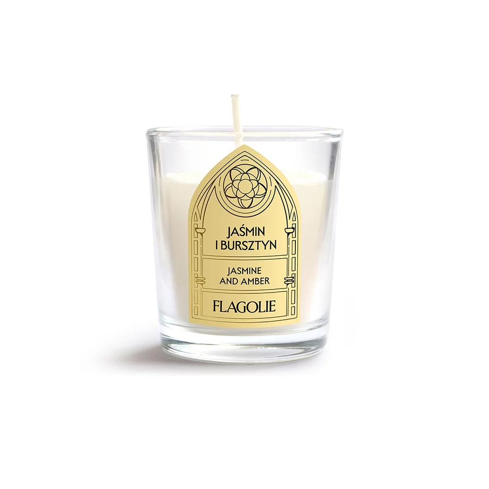 Flagolie Celebrate, zapachowa świeca sojowa, Jaśmin i Bursztyn, 70 g