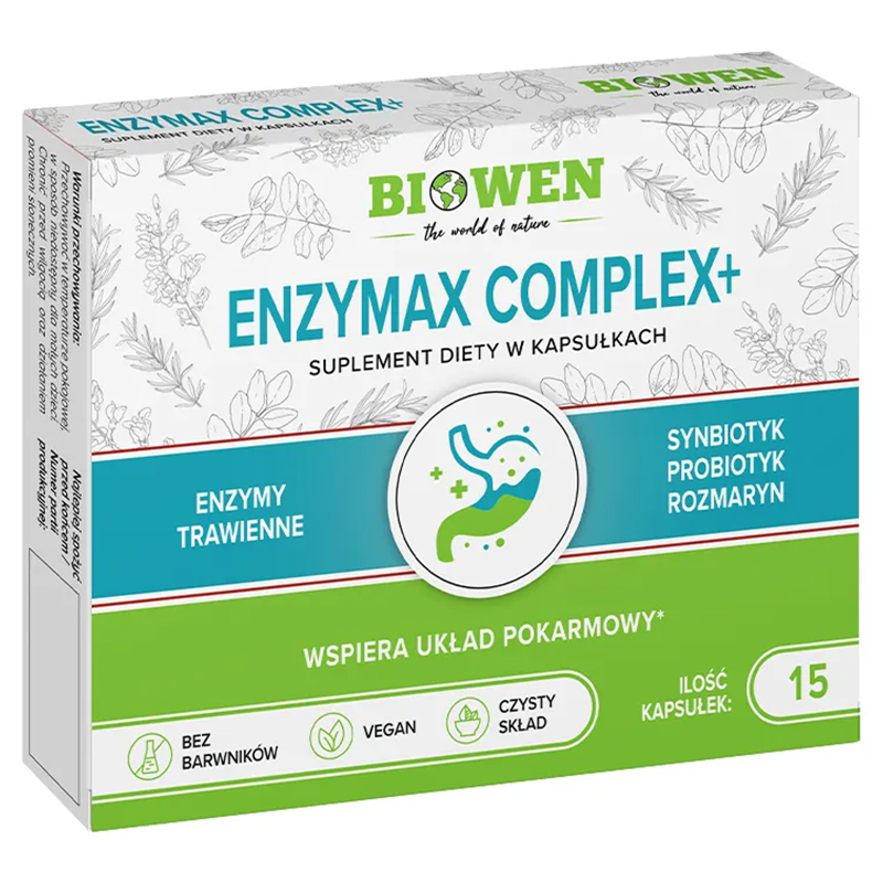 Biowen EnzyMax Complex+, enzymy trawienne, 15 kapsułek