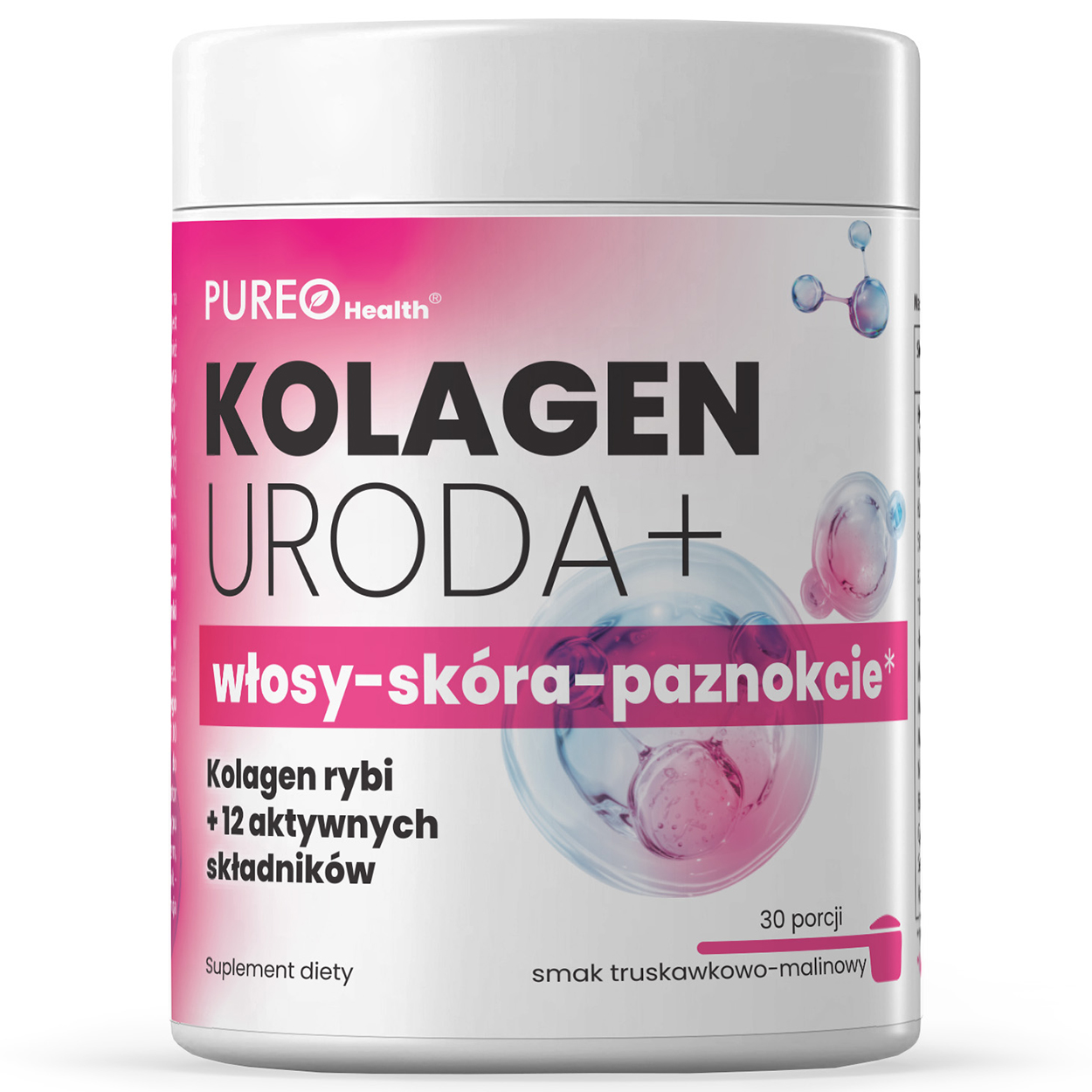 Pureo Health Kolagen Uroda+, smak truskawkowo-malinowy 129 g