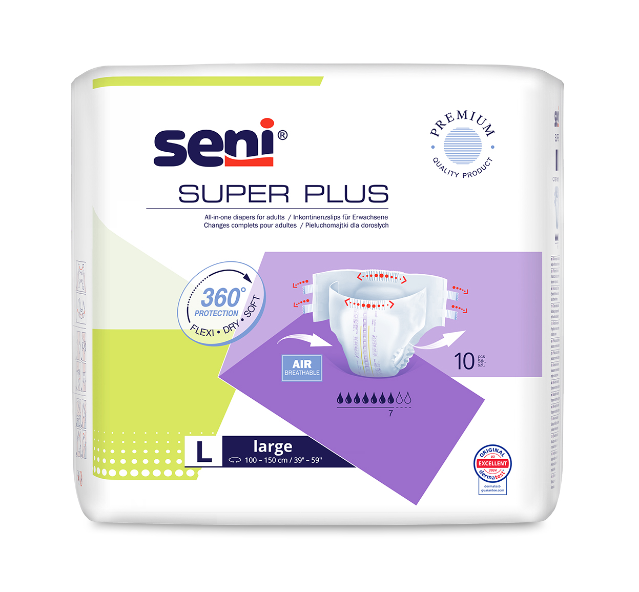 Seni Super Plus, pieluchomajtki, Large, 100-150 cm, 10 sztuk