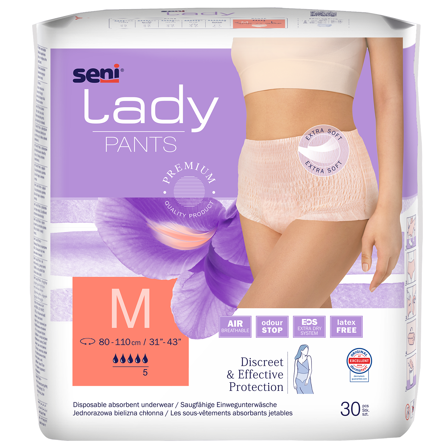 Seni Lady Pants, majtki chłonne dla kobiet, Medium, 80-110 cm, 30 sztuk