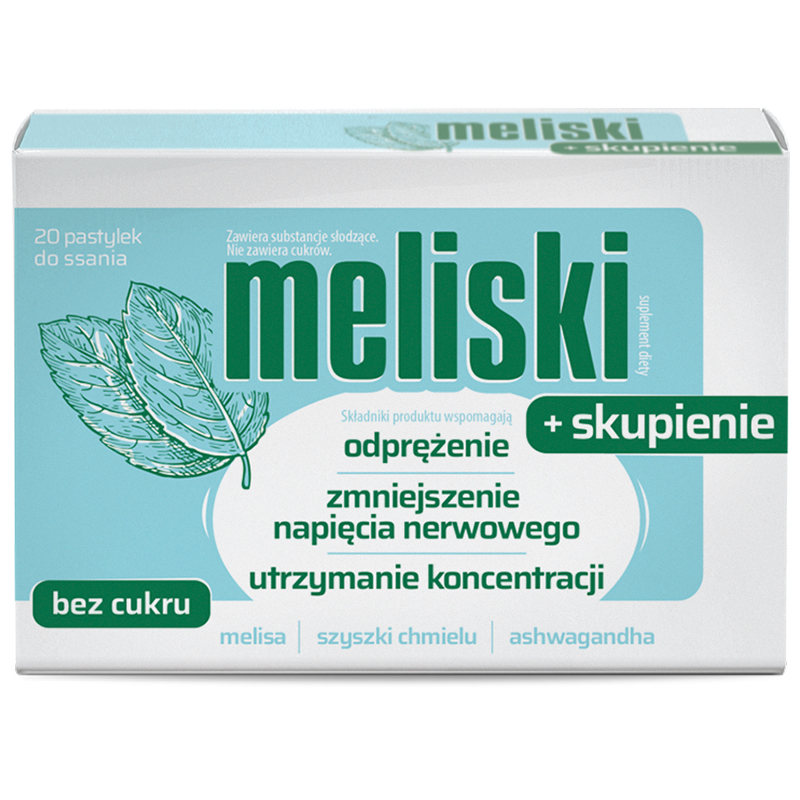 Meliski + Skupienie, 20 pastylek do ssania