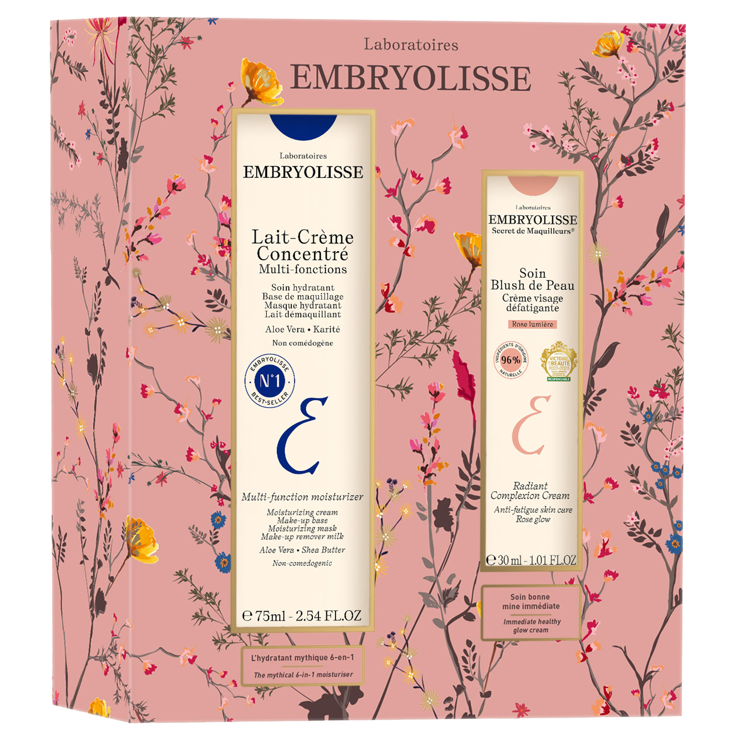 Embryolisse Love Gift Set, krem odżywczo-nawilżający, 75 ml+ krem redukujący oznaki zmęczenia, 30 ml