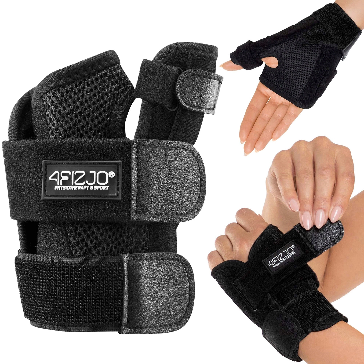 4Fizjo, stabilizator kciuka z ujęciem nadgarstka, czarny, 1 sztuka