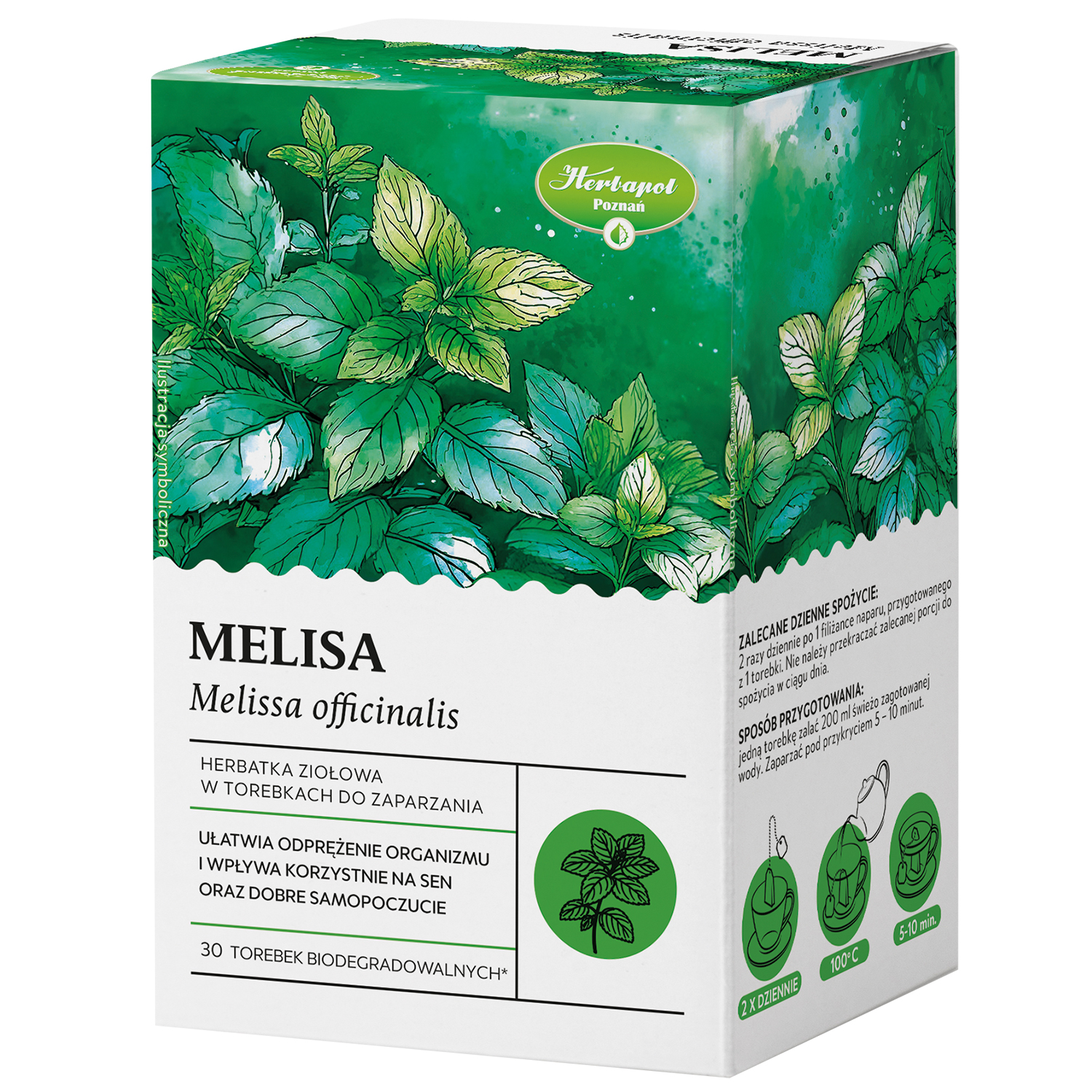 Herbapol Melisa, herbatka ziołowa, 30 saszetek biodegradowalnych
