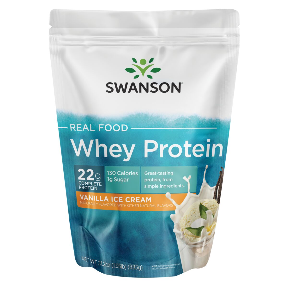 Swanson Real Food Whey Protein, smak lodów waniliowych, 885 g