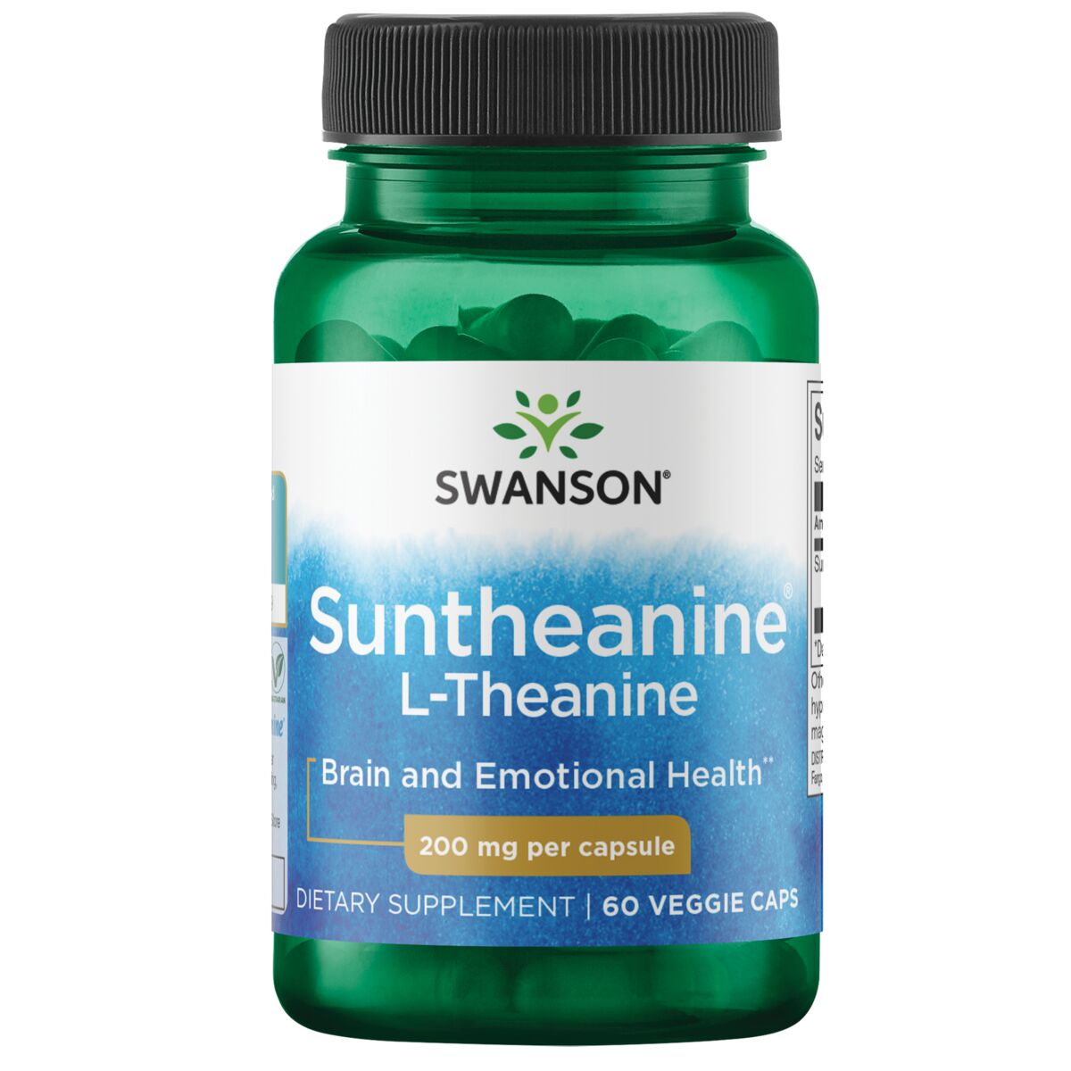 Swanson Suntheanine L-Theanine, L-teanina 200 mg, 60 kapsułek wegetariańskich