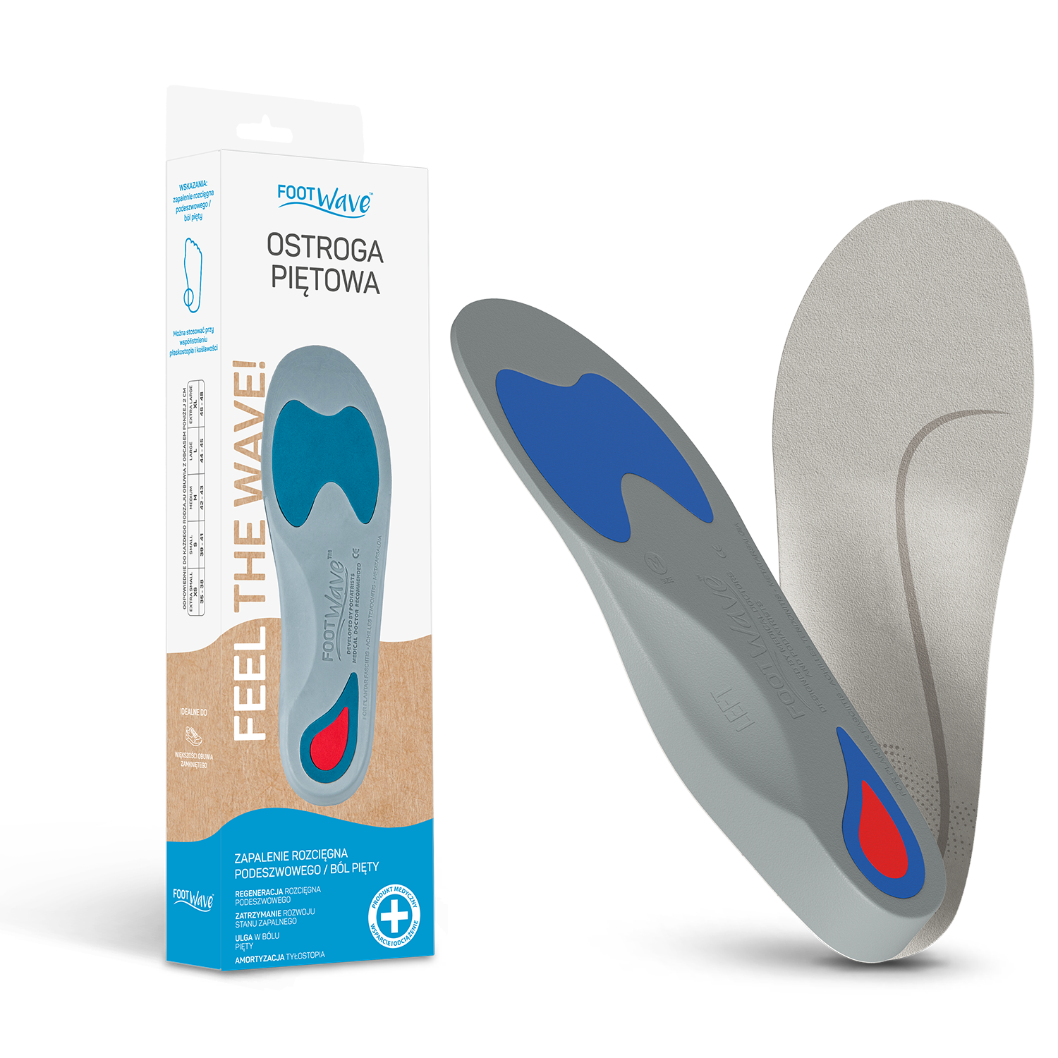 FootWave Ostroga Piętowa, wkładki ortopedyczne, Medium, 42-43, 1 para