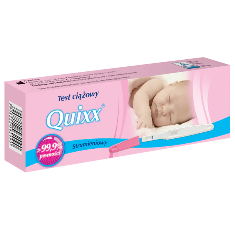Quixx, test ciążowy, strumieniowy, czuły 25 mIU/ml, 1 sztuka