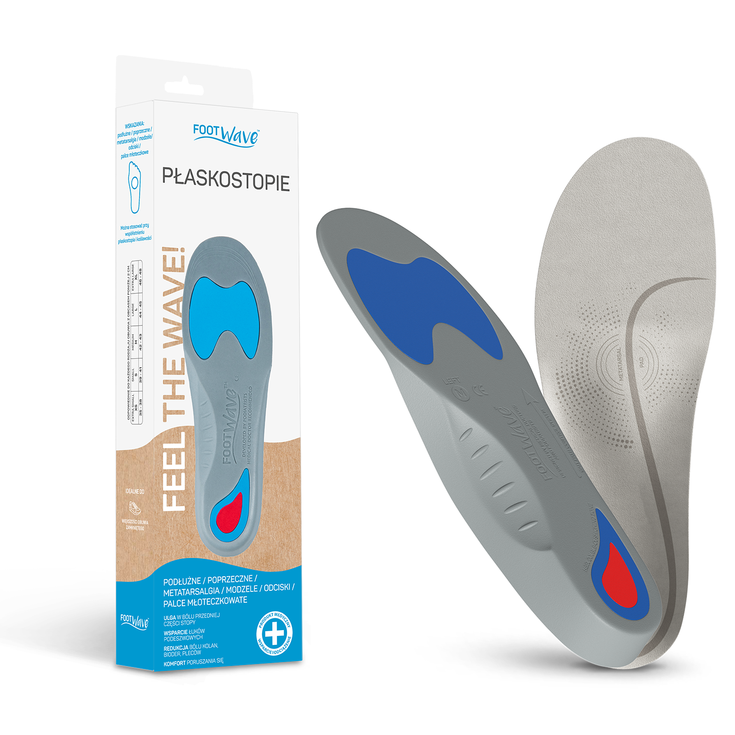 FootWave Płaskostopie, wkładki ortopedyczne, Large, 44-45, 1 para
