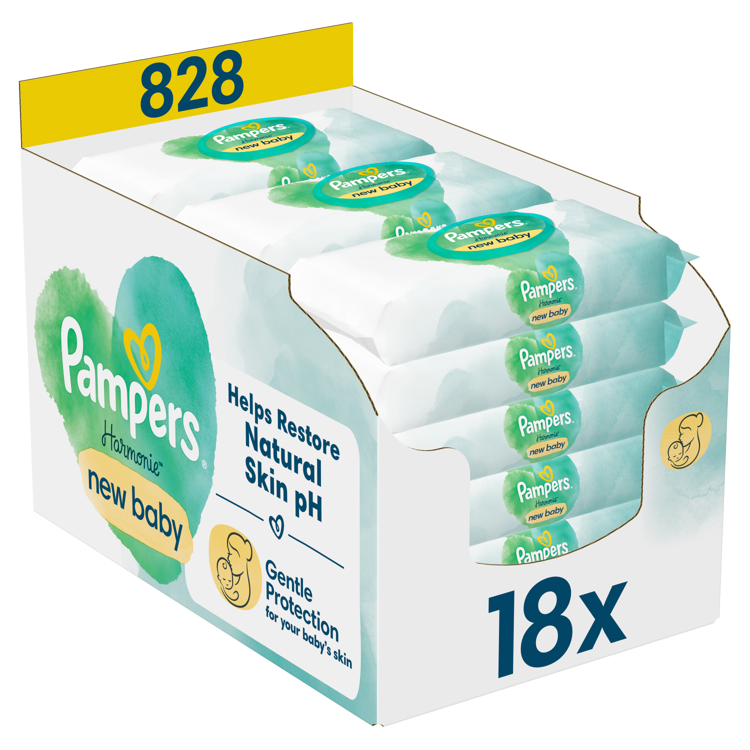 Pampers Harmonie New Baby chusteczki nawilżane 18 x 46 sztuk
