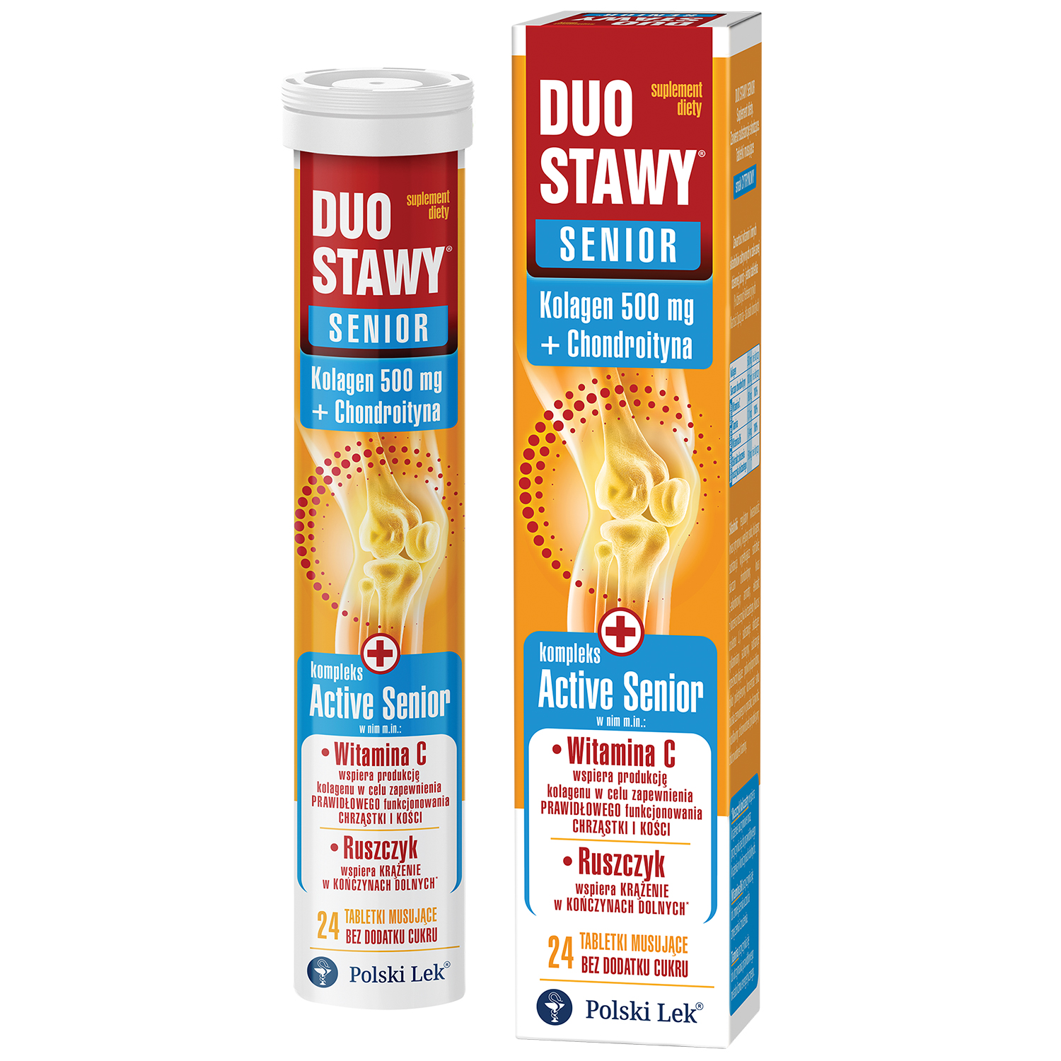 Duo Stawy Senior, bez dodatku cukru, 24 tabletki musujące