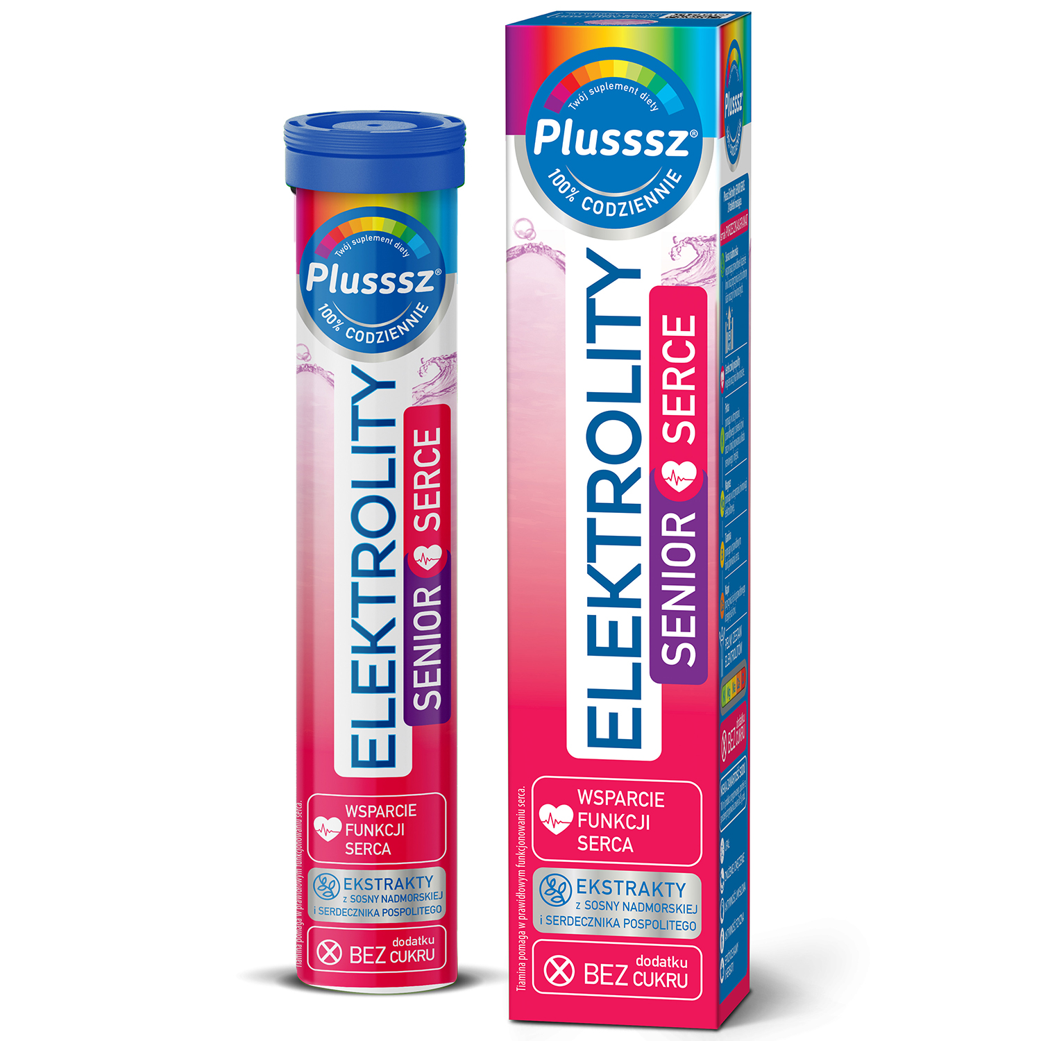 Plusssz Elektrolity Senior Serce, bez dodatku cukru, 24 tabletki musujące