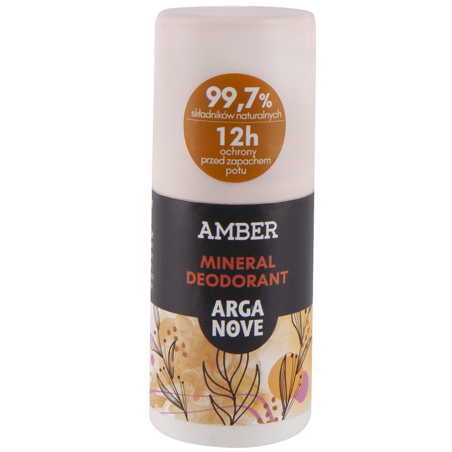 Arganove, dezodorant mineralny ałunowy roll-on, Amber, 50 ml