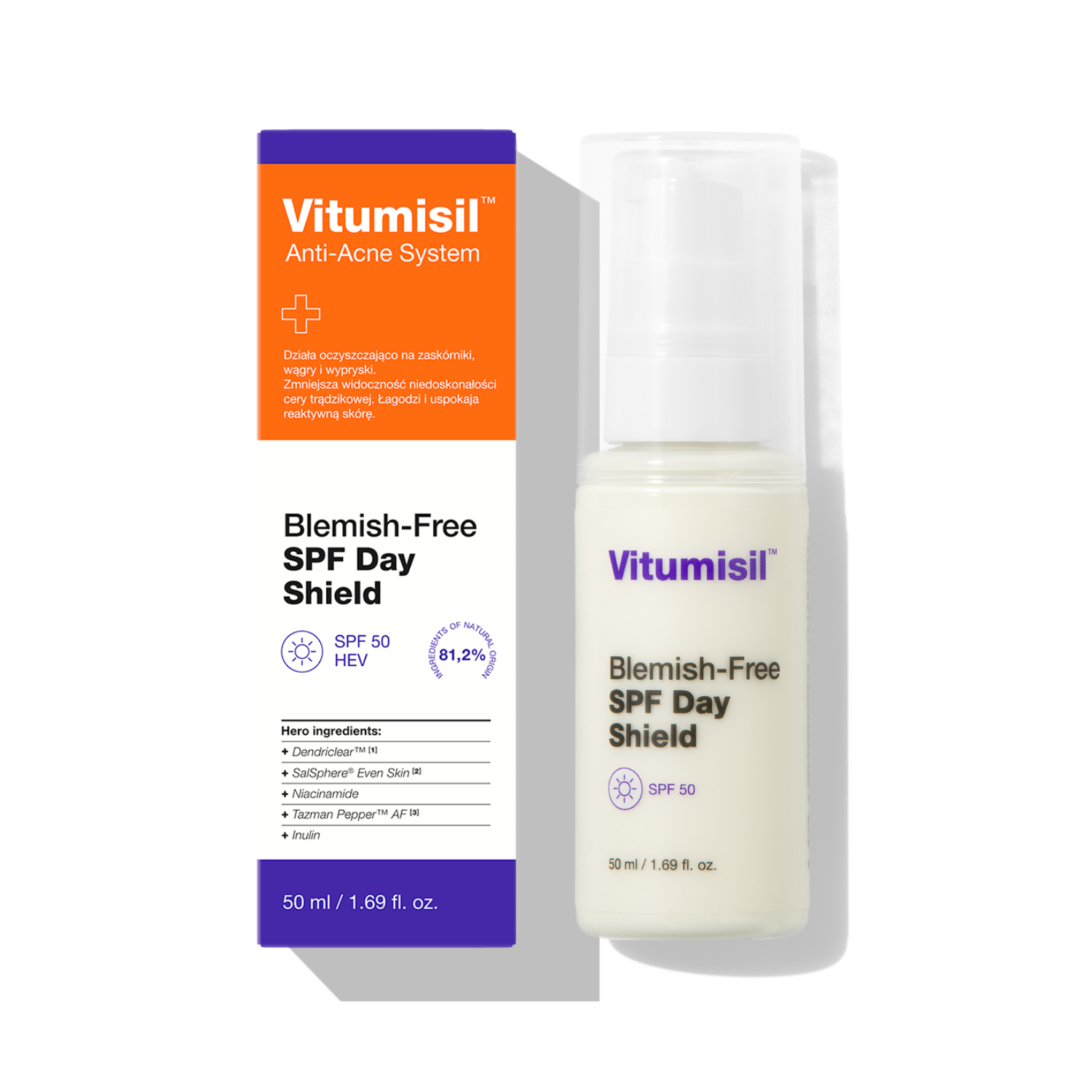 Vitumisil Blemish-Free, nawilżający krem na dzień, SPF 50, 50 ml