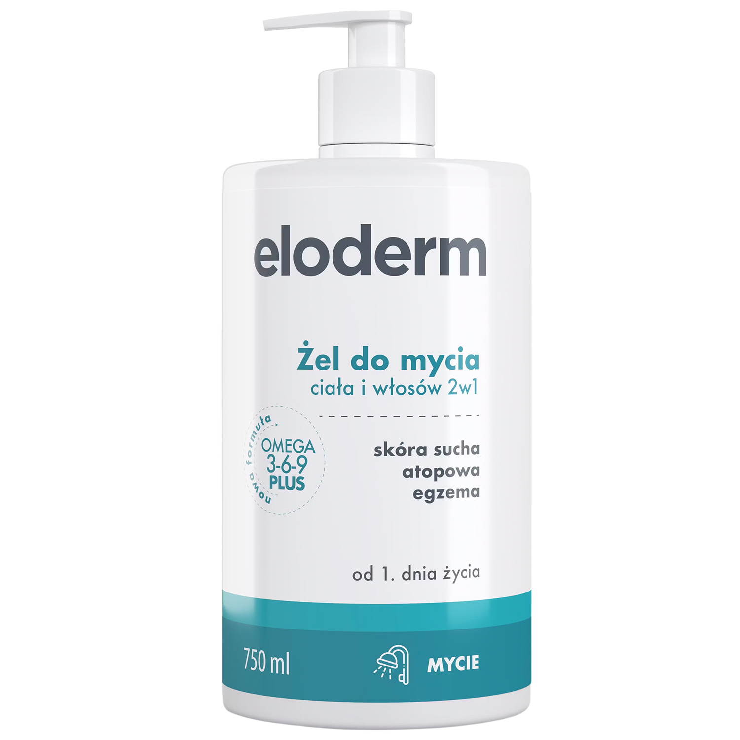 Eloderm, żel do mycia ciała i włosów 2w1, od 1 dnia życia, 750 ml