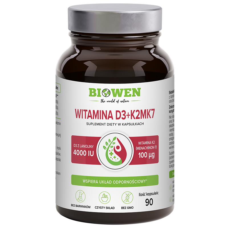Biowen Witaminy D3 + K2MK7, 90 kapsułek