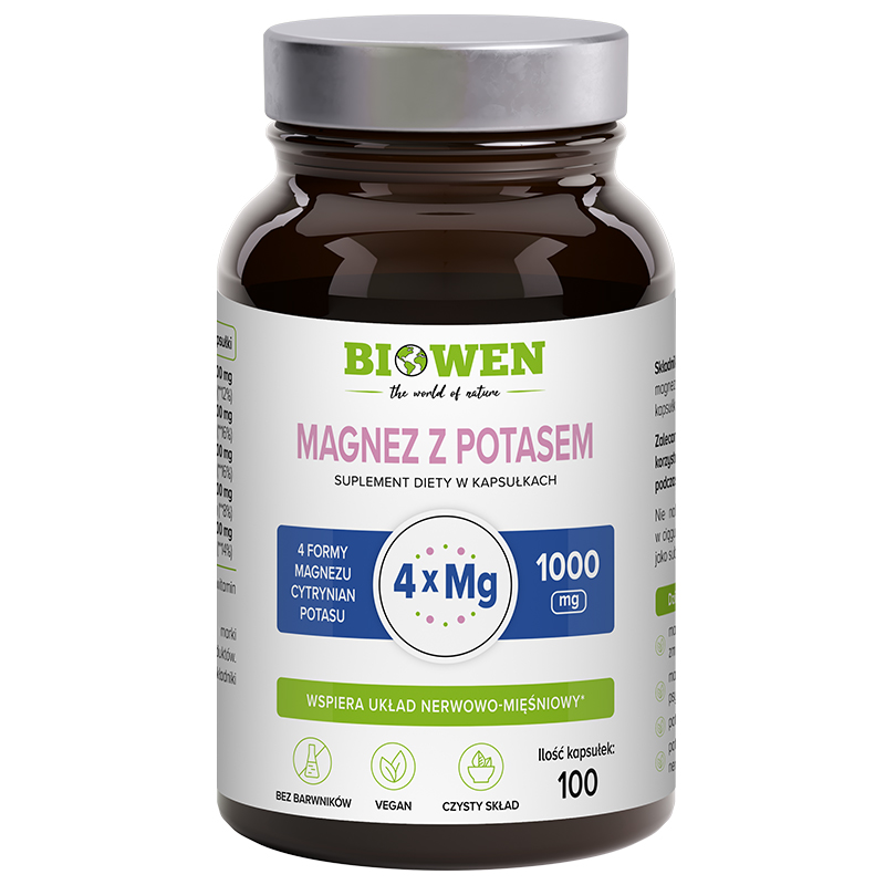 Biowen Magnez z Potasem, 100 kapsułek