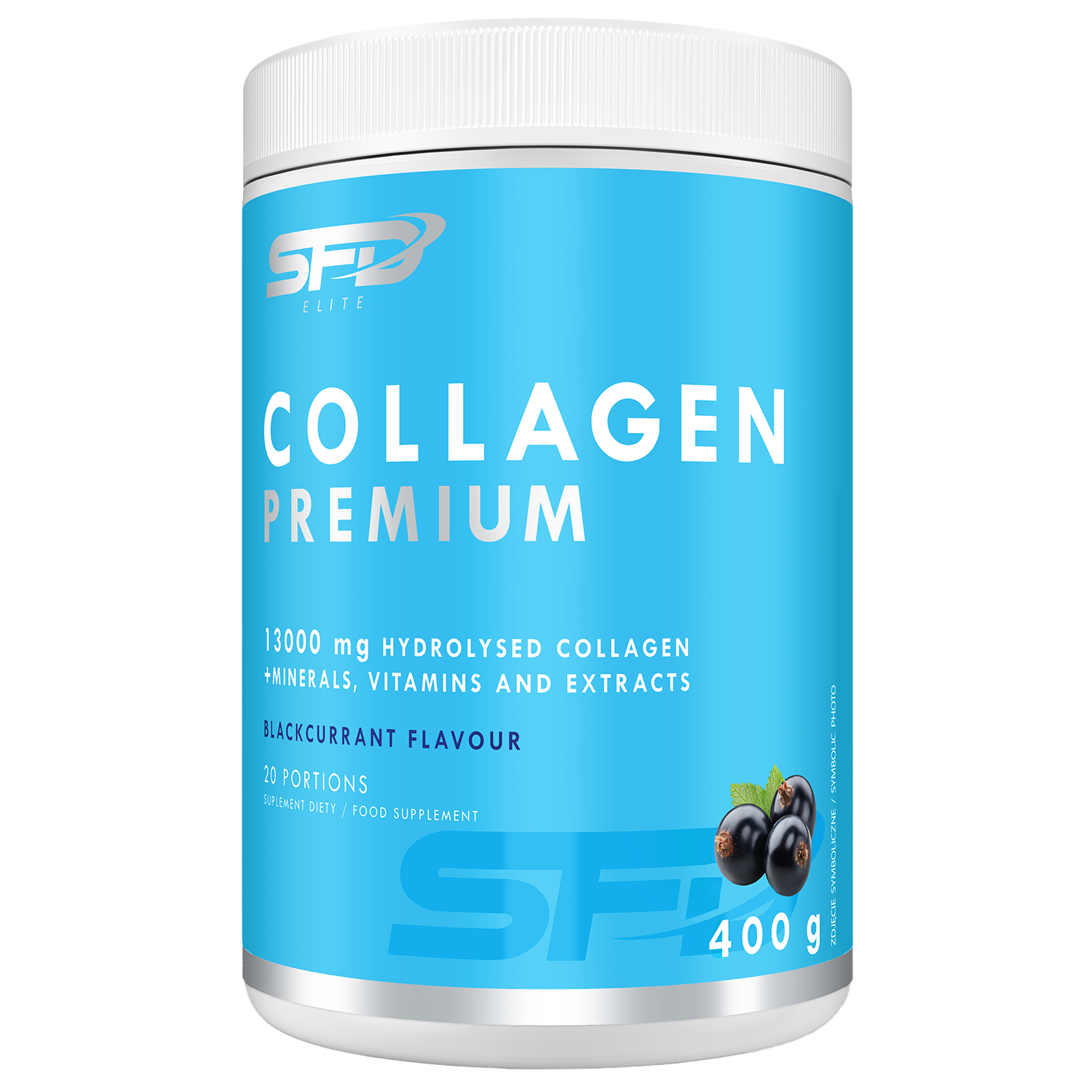SFD Collagen Premium, smak czarnej porzeczki, 400 g