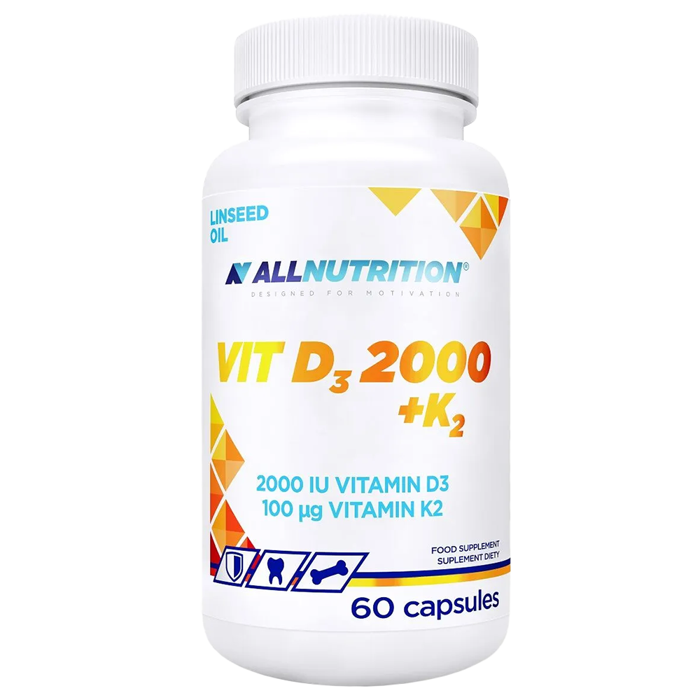 Allnutrition Vit D3 + K2, witamina D 2000 j.m. + witamina K 100 µg, 60 kapsułek
