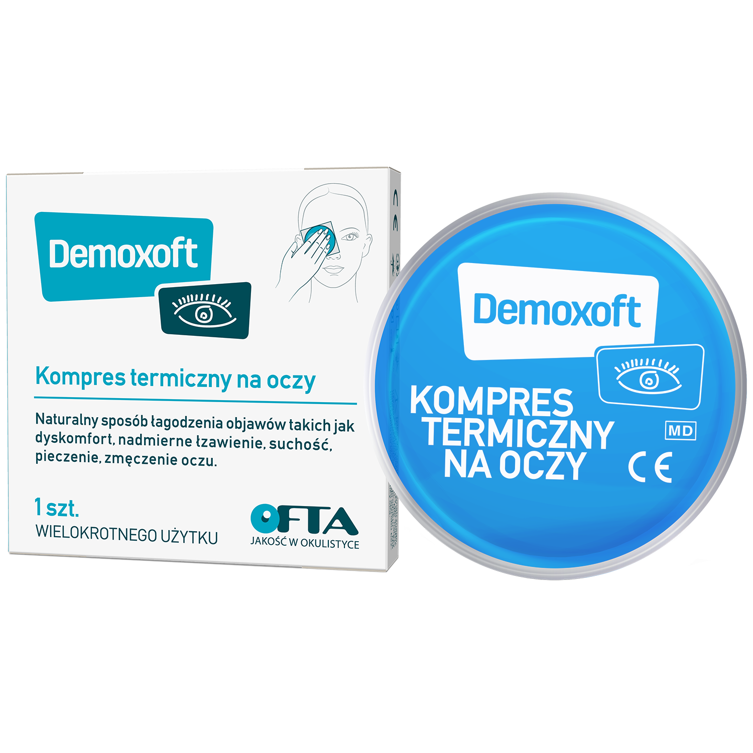 Demoxoft, kompres termiczny na oczy, welokrotnego użytku, 1 sztuka