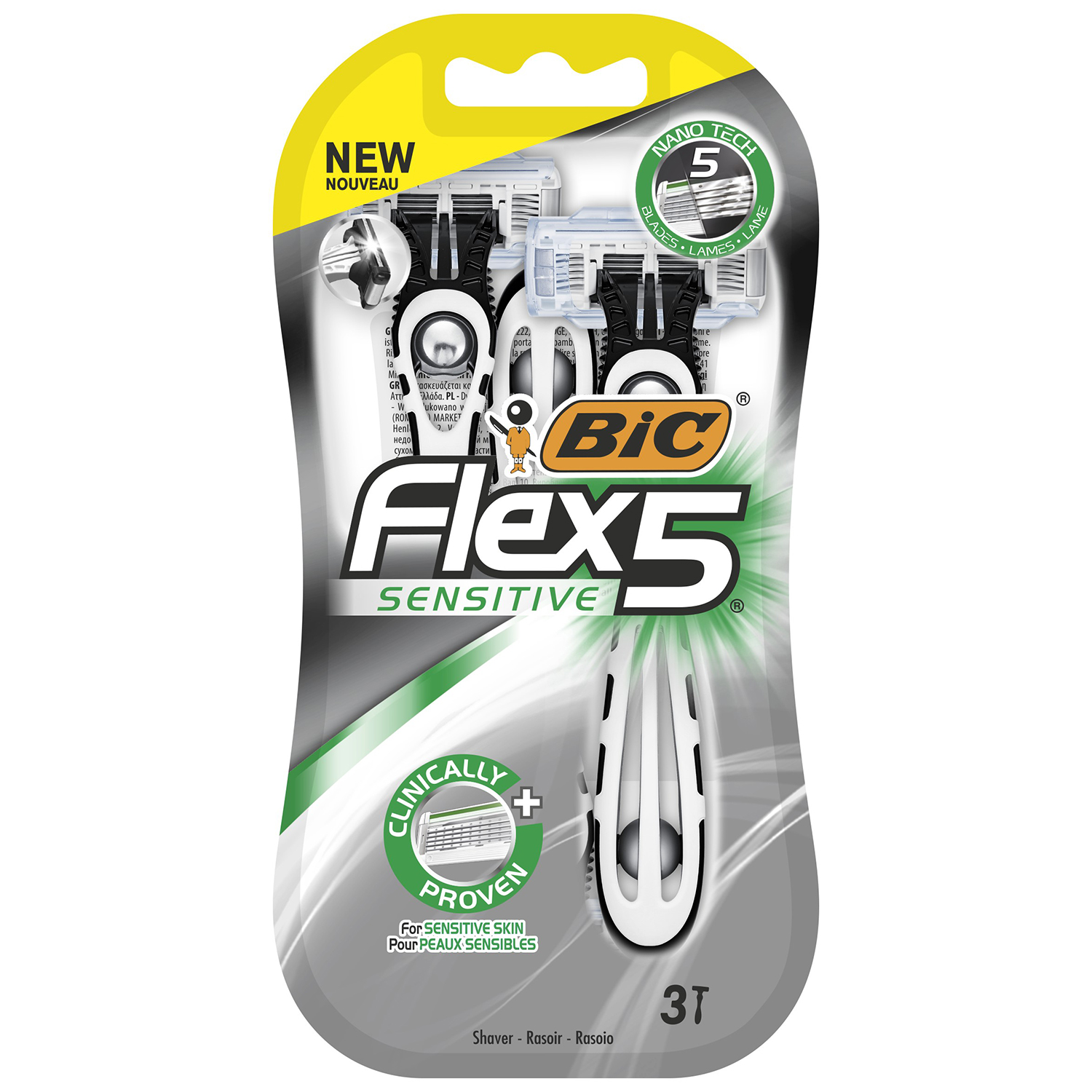 BIC Flex 5, maszynka do golenia dla mężczyzn, jednorazowa, pięcioostrzowa, 3 sztuki