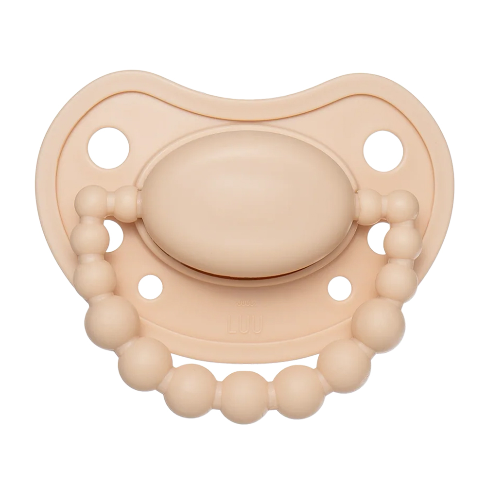 Luu Kids, smoczek uspokajający, pozycjonujący, silikonowy, Cookie Beige, 3-6 miesięcy, 1 sztuka
