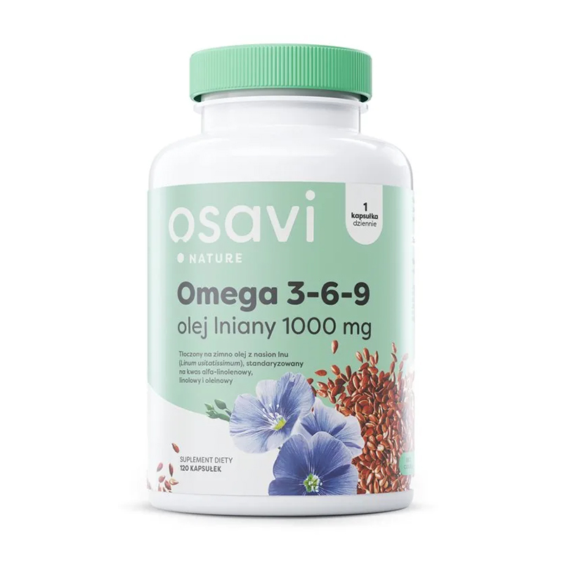 Osavi Nature Omega 3-6-9 Olej Lniany 1000 mg, 120 kapsułek
