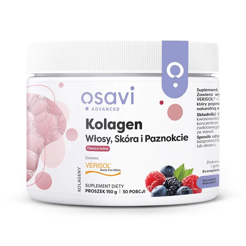 Osavi Advanced Kolagen Włosy Skóra i Paznokcie, proszek, smak owoców leśnych, 150 g
