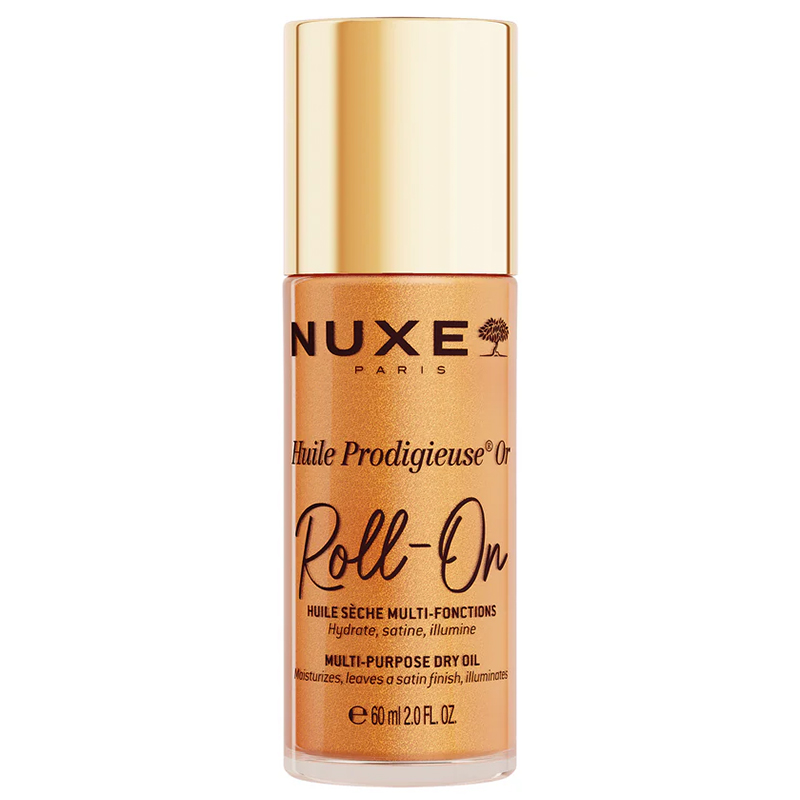 Nuxe Huile Prodigieuse Or, suchy olejek ze złotymi drobinkami do ciała, twarzy i włosów, roll-on, 60 ml