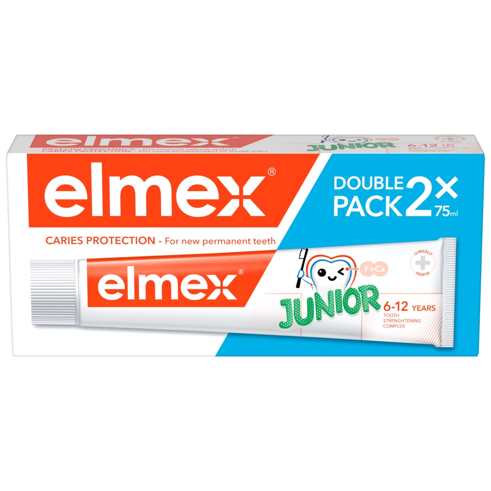Elmex Junior, pasta do zębów dla dzieci, 6-12 lat, 2 x 75 ml