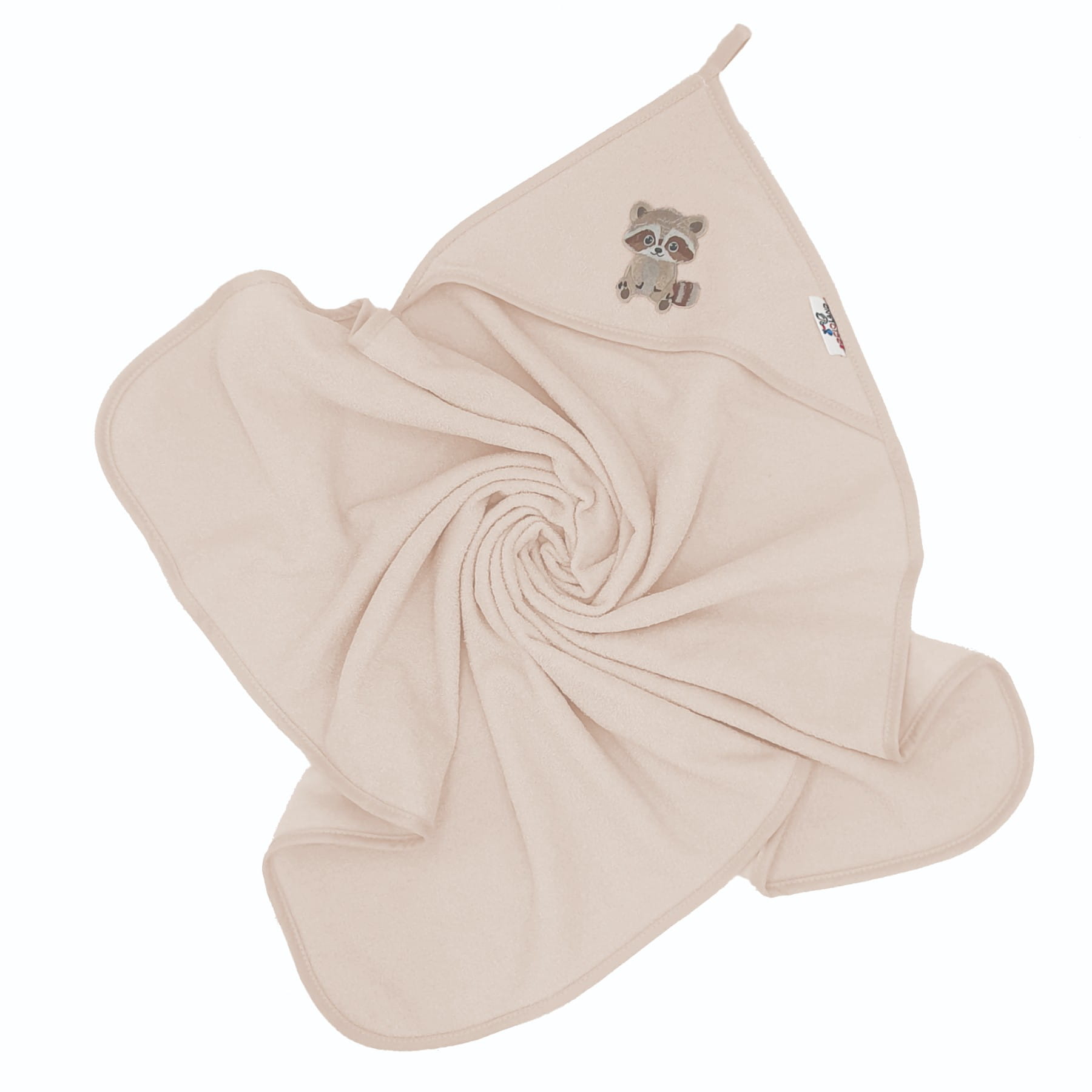 Bocioland, okrycie kąpielowe, 80 x 80 cm, bawełna 100%, ręcznik z kapturkiem, kolor beżowy, szop, 1 sztuka